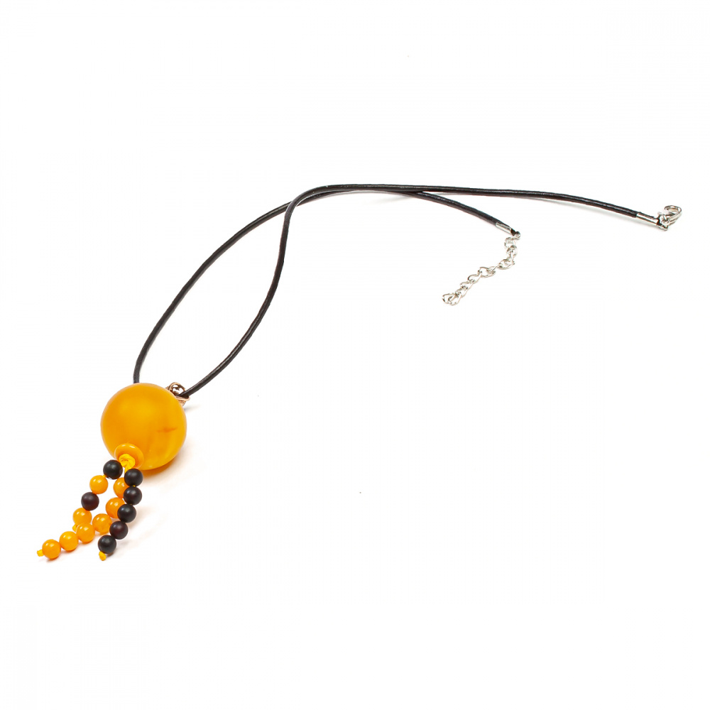 Кулон на шнурке, янтарь, серебро 925 позолота